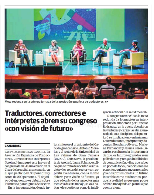 Imagen de la nota de prensa Traductores, correctores e intérpretes abren su congreso «con visión de futuro»